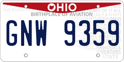 OH license plate GNW9359