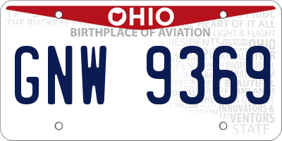 OH license plate GNW9369