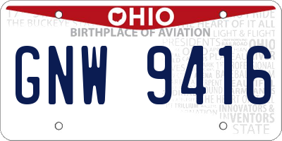OH license plate GNW9416