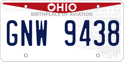 OH license plate GNW9438