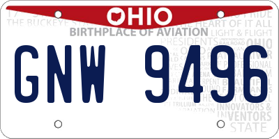 OH license plate GNW9496