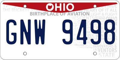 OH license plate GNW9498