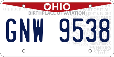 OH license plate GNW9538