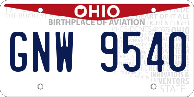 OH license plate GNW9540