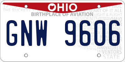 OH license plate GNW9606