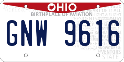 OH license plate GNW9616
