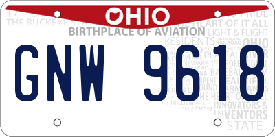 OH license plate GNW9618