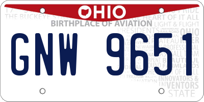OH license plate GNW9651
