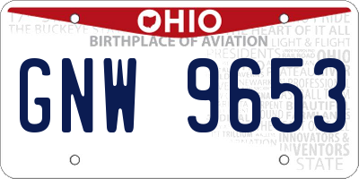 OH license plate GNW9653