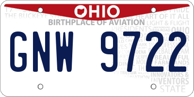 OH license plate GNW9722
