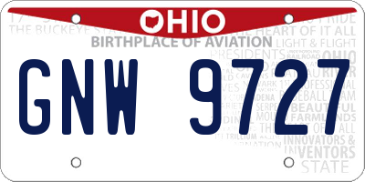 OH license plate GNW9727