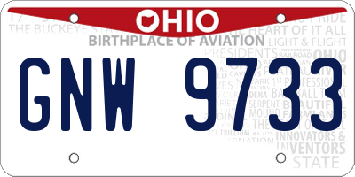 OH license plate GNW9733