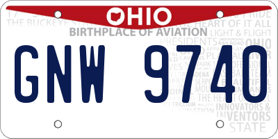 OH license plate GNW9740