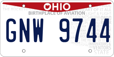 OH license plate GNW9744