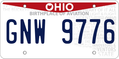 OH license plate GNW9776
