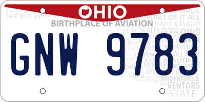 OH license plate GNW9783