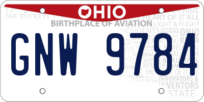 OH license plate GNW9784