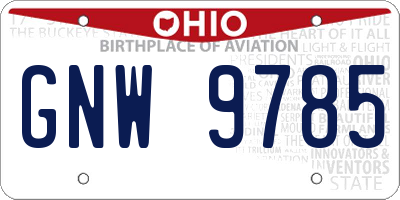 OH license plate GNW9785
