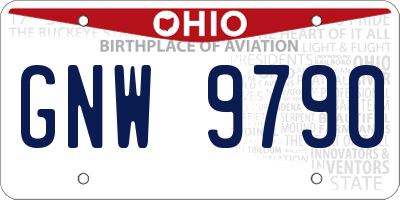 OH license plate GNW9790