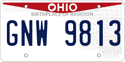 OH license plate GNW9813