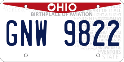 OH license plate GNW9822