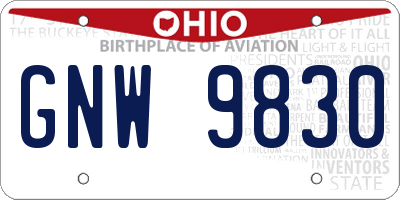 OH license plate GNW9830
