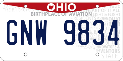 OH license plate GNW9834