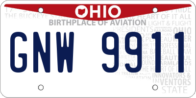 OH license plate GNW9911