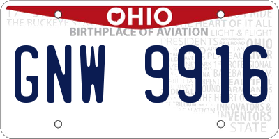 OH license plate GNW9916