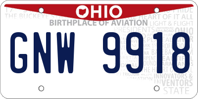OH license plate GNW9918