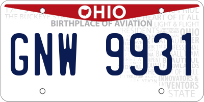 OH license plate GNW9931