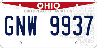 OH license plate GNW9937
