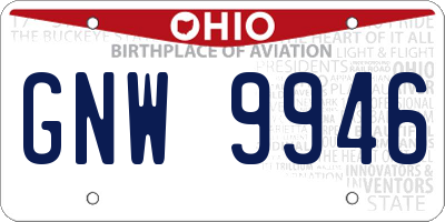 OH license plate GNW9946