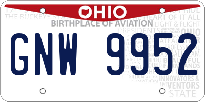 OH license plate GNW9952