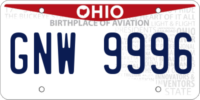 OH license plate GNW9996