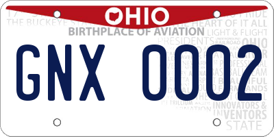 OH license plate GNX0002