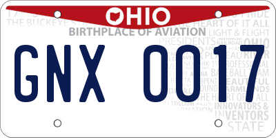 OH license plate GNX0017