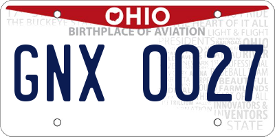 OH license plate GNX0027