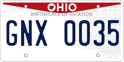 OH license plate GNX0035