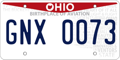 OH license plate GNX0073