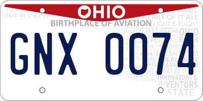 OH license plate GNX0074