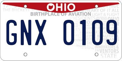 OH license plate GNX0109