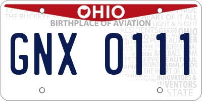 OH license plate GNX0111