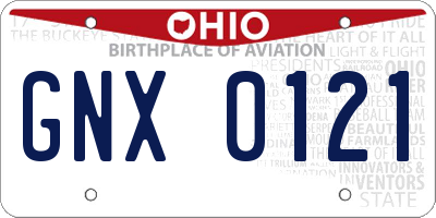 OH license plate GNX0121