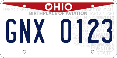 OH license plate GNX0123