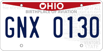 OH license plate GNX0130