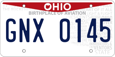 OH license plate GNX0145
