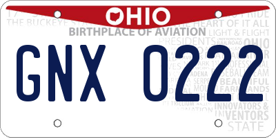OH license plate GNX0222