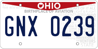 OH license plate GNX0239