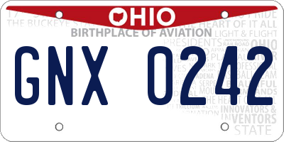 OH license plate GNX0242